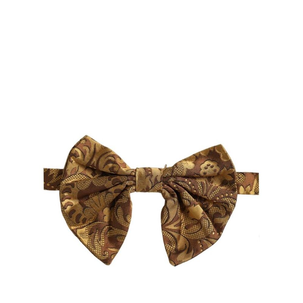 Dolce & Gabbana Men Brown Floral Silk Adjustable Neck Papillon Bow Men's Tie